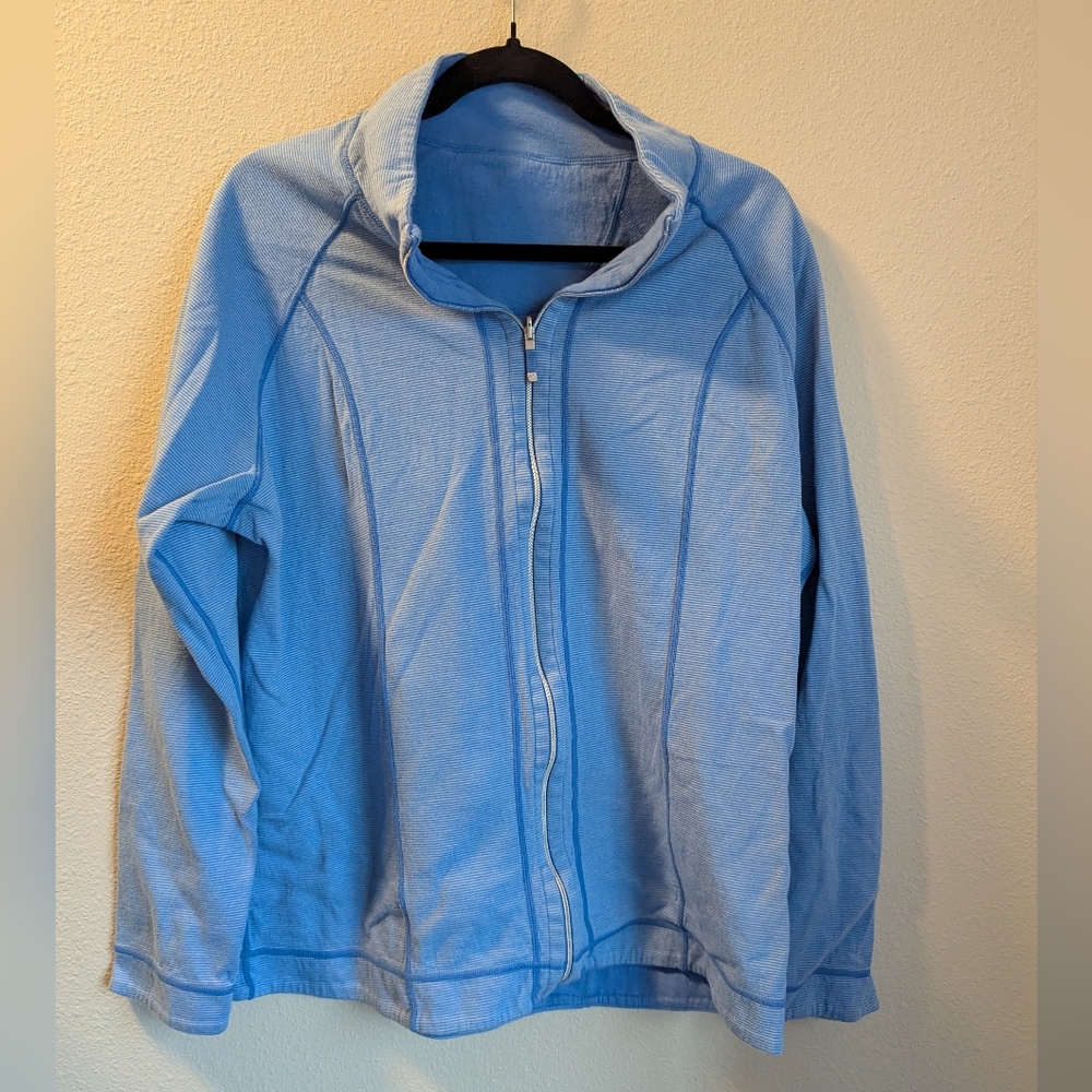 Kirkland Blue Striped Zipper Jacket Size XXL